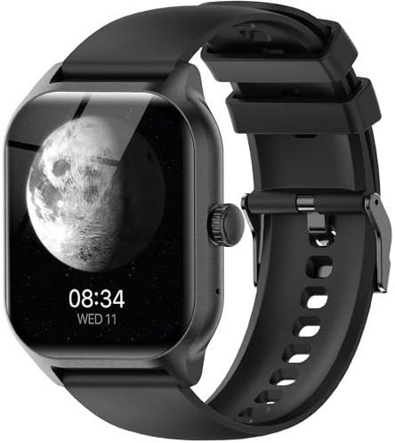 Smartwatch Uomo Donna, Sportivo Fitness Tracker con Effettua o Risposta Chiamate, 2.01 Intelligente Orologio con Contapassi/Cardiofrequenzimetro/Sonno, IP68 Smart Watch per Android iOS (Nero)