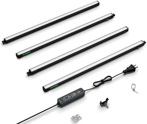 VIVOSUN T5 LED Pflanzenlampe 60cm 5000K Vollspektrum, 60W, 4er Set | Grow Lampe mit Timer und Dimmer, 4x15W, für Growzelt, Anzucht, Hydroponik und Indoor-Pflanzen, SGS-kompatibel