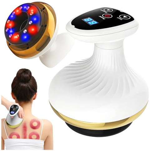 Cellulite Massager 4-in-1, Vakuum Massagegerät mit 9 Stufen Wärmetherapie & Rot-Blau-LED, Anti-Cellulite Gerät für Körperstraffung Lymphdrainage Durchblutung, kabellos für Gua Sha & Schröpfen