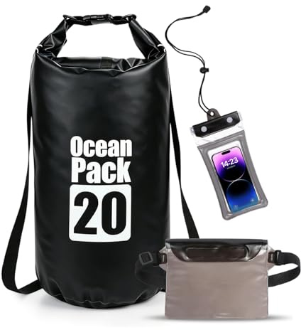 Yilnlg Dry Bags Waterproof, 20L Dry Bag with Waterproof Pouch Phone Case | Dry Bags for Hiking, Boating, Kayaking, Canoeing, Fishing, Rafting, Swimming, Camping, Water Sports