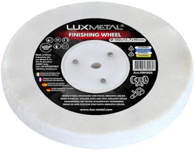 Disco Lucidatura Cotone Sciolto Fine 150 x 12,7 x 10 mm per Mola da Banco con attacco per Mandrino Conico - Lucidatura Finale a Specchio Per Lucidare Dischi in Cotone Ruota Lucidatrice Smerigliatrice