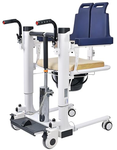 Sedia elettrica di trasferimento elevatore, portatile, per anziani, regolabile in altezza, con 4 rotelle, per caregiver e anziani