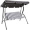 CHARLES BENTLEY 2-3 Seater, Garden, Patio, Outdoor, Swing Seat Hammock Chair, Grey, White Striped, Weatherproof, Swinging Function, Thick Seat, Back Cushion, Steel Frame, Easy To Use (173x111x154cm)