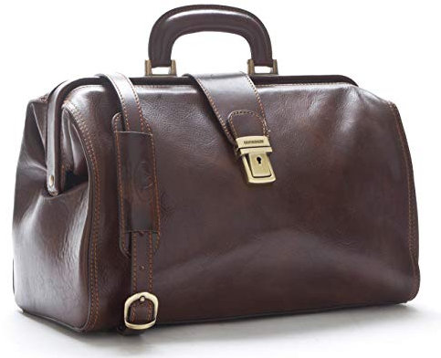 D&D - Leder Doktortasche - D&D0205 Minimal- Made in Italy (Dunkelbraun)