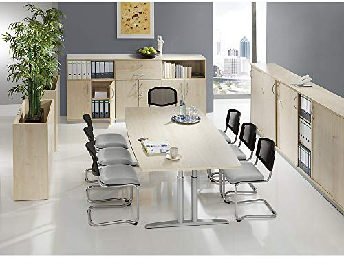 kaiserkraft | THEA - Besprechungstisch | mit T-Fußgestell | Breite 1800 mm | lichtgrau