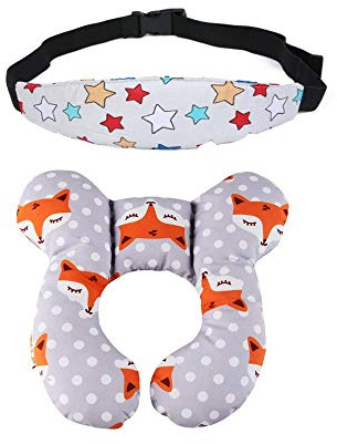 Baby-Kopf Rest & Auto-Kopf-Stützband - Kinder Soft-Kopf-Unterstützung für Kinderwagen, Kindersitz, Kinderkopfkissen Beste Baby-Dusche-Geschenk, für 0-1 Jahr Kleinkind
