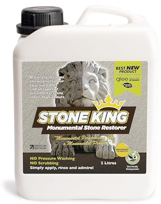Stone King - Gravestone and Ornament Restorer - Removes Stains Caused by Green Growth and Black Stubborn Stains - No Scrubbing - Restore Natural Colour - 2 L