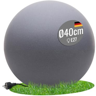 8 seasons design LED Kugelleuchte 40 cm, Shining Globe (grau), E27, Leuchtmittel warmweiß – wetterfest – Kugellampe für außen (Garten, Terrasse, Balkon) und innen – robust & langlebig
