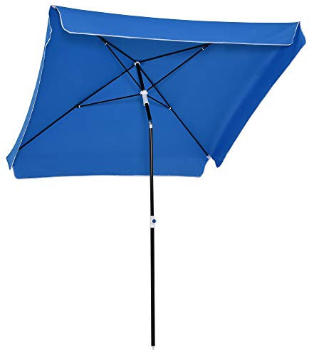 Outsunny Parasol de jardin Parasol droit Parasol inclinable rectangulaire métal polyester haute densité 2L x 2l x 2,6H m bleu