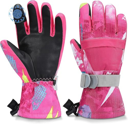 Odtmger Guantes de esquí, Guantes de Nieve Impermeables y Transpirables más cálidos para climas fríos, se adaptan Tanto a Hombres como a Mujeres, para Padres e Hijos al Aire Libre