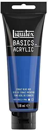 Liquitex 8870018 Basics - Pittura acrilica, Pigmenti per artisti monopigmentati, Resistente alla luce, durevole nel tempo, Finitura satinata, Tubo da 118 ml - Blu Di Cobalto Imitazione