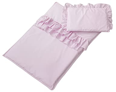 Nordville Set Bettwäsche aus Baumwolle für Babys Kinder für Kinderwagen Kissen + Decke - mit Reißverschluss - Material schützt gegen Frieren und Schwitzen (Puderrosa)