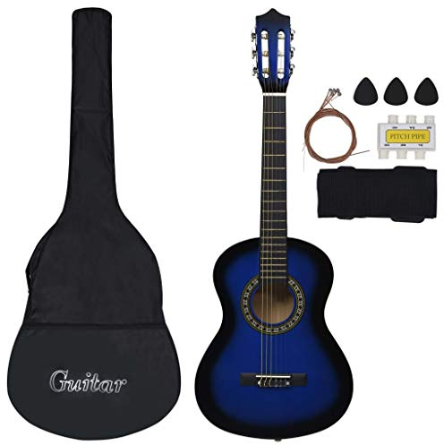 Catherinol 8-TLG. Klassikgitarren-Set für Anfänger, Konzertgitarre Starter Set, Komplettes Anfänger Set, Blau 1/2 34