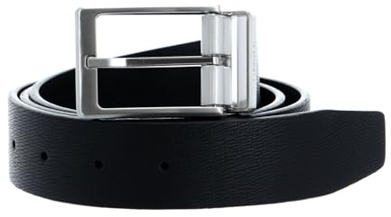 Calvin Klein cintura Formal Adjustable Rev CK Sleek EPI 35mm W110 Black/Textured nero accorciabile reversibile