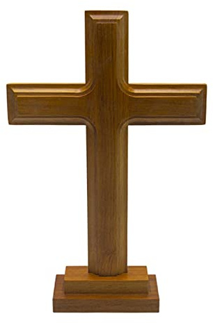 Sharplace Holz Kruzifix Kreuz, Christliches kreuz Deko für Kirche & Zuhause | 29cm Holzkreuz mit Altar, Doppelseitiges, Kirchendekoration für Hauskapelle, Osterfeier, Wohnzimmer, Tisch