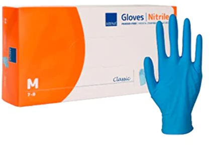 ABENA Blue Disposable Gloves, Medium size, Pack of 50 Pairs, Nitrile Gloves, Latex Free, Suitable for Surgical use, Cleaning, Car Detailing, Kitchen use and more