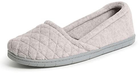 Dearfoams Women's Katie Microfiber Velour Espadrille Slipper, Sleet, Medium