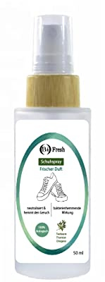 Bifresh Spray per scarpe biologico, 50 ml, effetto duraturo, timo, tea tree, arancione, neutralizza e inibisce l'odore, 100% biologico