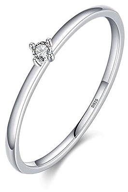 Bellitia Jewelry Damen Simuliert Diamant Solitärring 925 Sterling Silber Rhodiniert/Vergoldet Ringe mit Moissanit im Brillantschliff, Verlobungsring Vorsteckring Trauring