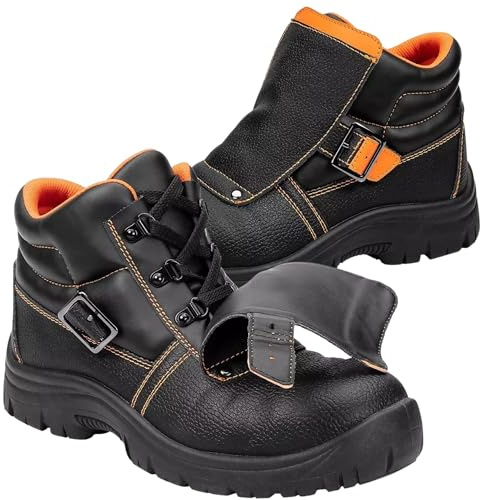 NEO TOOLS Sicherheitsschuhe Herren rutschfest Leder Sicherheitsstiefel Arbeitsschuhe atmungsaktiv leicht Arbeitsstiefel, Sicherheitsschuhe Schweißer Schweißerschuhe - Größe 39-47 (43)