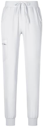 EXNER Jogginghose Damen Slim Fit – Sport- & Trainingshose mit Stretch, High Waist Schlupfhose, Bequeme Freizeithose lang, weiß, Größe XS