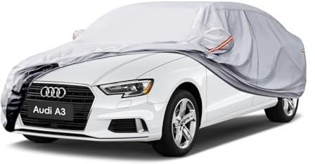 GUNHYI Auto Abdeckplane Wasserdicht Passend für Audi A3（1996-2024） 6 Schichten Vollgarage Autoabdeckung Autoplane für Regen Sonne Staub Schutz，Mit Baumwollfutter und Reißverschluss ausgestattet.