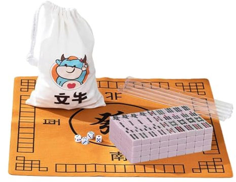 ZEONIK Reise Mini Mahjong Set Chinesische Mahjong Fliesen Set mit Aufbewahrungstasche Mahjong Fliesen Home