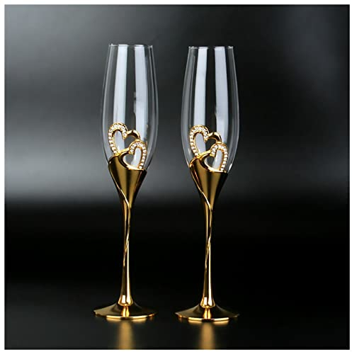 Copas De Vino Personalizadas 2 UNIDS / SET CRISTAL DE BODA CHAMPA DE CHAMPAGNES GRUTOS DE METAL DE METAL DE ORO COMPLETOS DE VINOS DE VINOS DE COBILLOS DE POSITIVOS Partidos Regalos de San Valentín 20