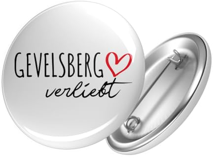 Huuraa Button Gevelsberg verliebt Ansteckbutton Größe 25mm mit Namen deiner Lieblingsstadt in Nordrhein-Westfalen Geschenk Idee für Freunde und Familie