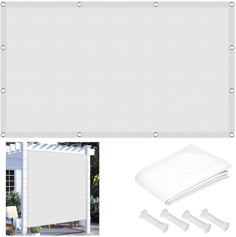Tende da Sole per Esterno 200 x 400 cm Tenda a Vela Ombreggiante Telo, Impermeabile Rettangolare con Occhielli, 185Ggsm Oxford, per Esterno Terrazza Giardino, Bianco