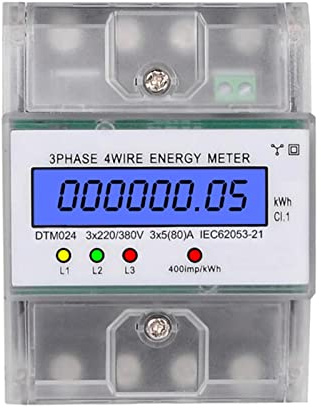 Smart Energy Monitor Switch Meter 3 Phase 4 Drahtsenergiemessgerät 5-80A Energieverbrauch KWH-Meter LÄRM Schieneninstallation Digitales Elektrometermesser Hochpräzise Echtzeitüberwachung(Transparent i