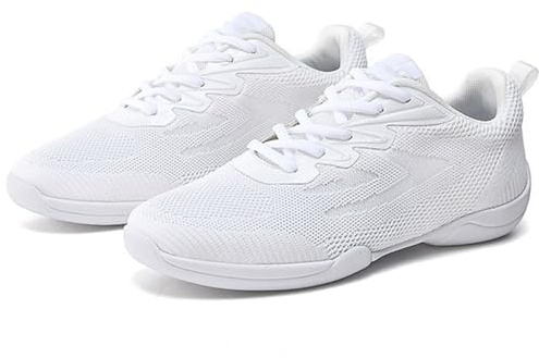 Blanc,33,Filles Blanches Cheerleading Chaussures de Danse Enfants compétition athlétique entraînement Tennis Cheer Baskets Respirant Marche Chaussures de Sport