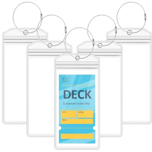 5 Stück Kofferanhänger Kreuzfahrt mit 5 Verschraubbaren Metallband, 8.8 x 18.2cm Transparente kofferanhänger für kreuzfahrten, gepäckanhänger Wasserfest für Koffer Gepack Tasche