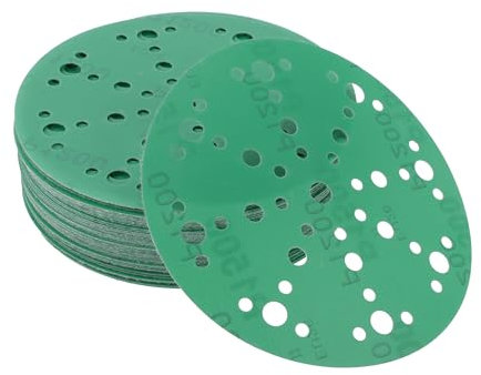 A ABSOPRO Discos De Lijado 6 Pulgadas 49 Orificios 1500 Granos Redondos De Papel De Lija Óxido De Aluminio Verde 50 Uds