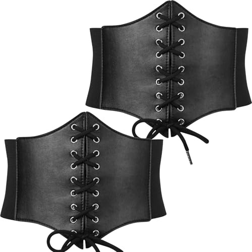 RCVEVCY Ceinture Corset Femme Noir 2 Pièces Ceinture Corset Rétro Large pour Habiller et Robes de Soirée