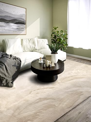 Villeroy & Boch Shaggy Teppich Leon - Flauschiger Hochflor Wohnzimmerteppich - Einfarbig Weich Pflegeleicht Langflor für Wohnzimmer Esszimmer, Schlafzimmer, Kunderzimmer - Creme, 160x230 cm
