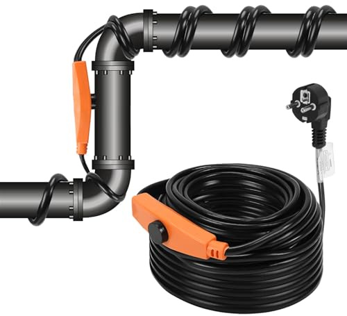 Ollewiellan 2m Frostschutz Heizkabel mit Thermostat 32W 230V IP68, Frostschutzkabel Rohrbegleitheizung mit Automatikschalter, Heizband für Wasserleitungen im Haus, Pool, Teich, 1 Pack