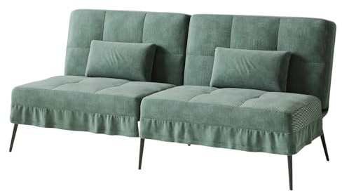 COMHOMA Sofá Cama con función de Dormir – Funda futón Convertible – Sofá esquinero – Sofá de Invitados de 3 plazas – con Respaldo Ajustable de Pana, Verde