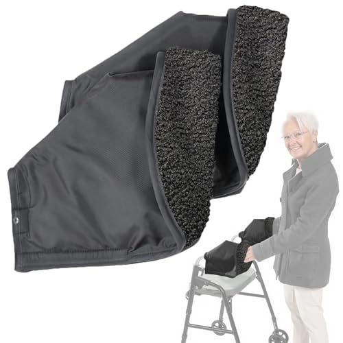 Rollator Handle Gloves for Wheelchair & Walker Hand Warmer Protection Cover, Winter Outdoor Windproof & Snow & Rain Waterproof Accessories, 2 Pc ﻿