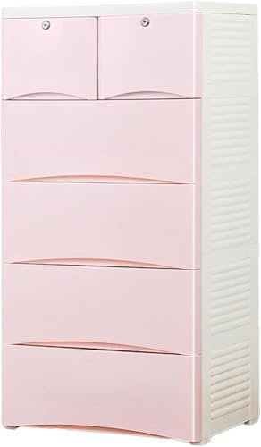 SHANYAYALI Aufbewahrungsschrank, Spind, Kindergarderobe, große Kapazität, Schubladentyp, mehrschichtiger Kunststoff, geeignet für Wohnzimmer, Schlafzimmer, Kinderzimmer (Rosa, 6 Ebenen)