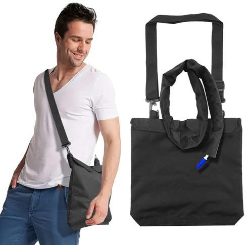 Urine Drainage Bag Holder with Catheter Tube Cover, Catheter Bag Covers with Adjustable Shoulder Strap (Black)