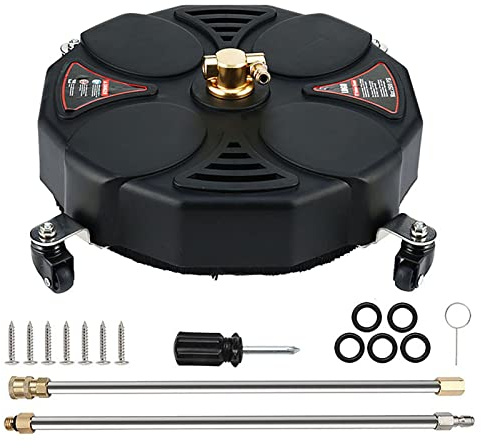 TRELVEX Oberflächenreiniger, 13 Zoll 2500 PSI Hochdruckreiniger-Aufsatz mit Rädern, mit 2 Power Washer ExWands und 2 Ersatzdüsen für Terrassendielen, Ziegel, Stein