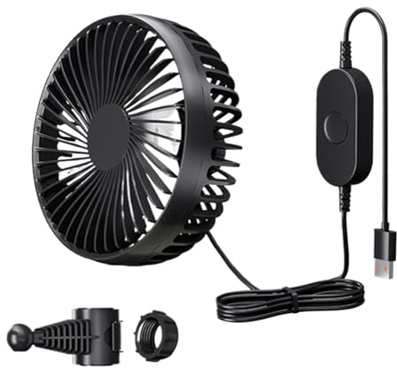 Generico Ventilador USB para coche – 3 velocidades ventilador para camión | Ventilador silencioso ajustable con circulación de aire para coche, camión, camping, casa y climas cálidos
