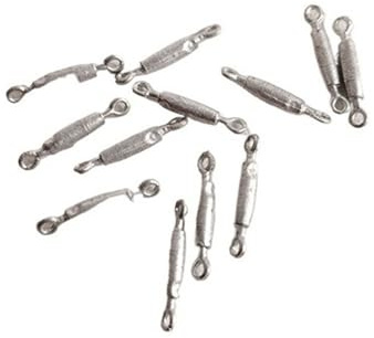 DIY Zinc Alloy Turnbuckle for Model Ship Upgrades - 12 Pieces per Pack, Silver Color, L15×Diameter 2mm