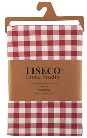 TISECO - Tischdecke Gingham - Baumwolle - Karierte - 150x150 cm, rot
