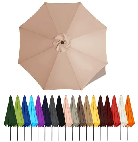 Auvent De Remplacement Pour Parasol De Terrasse 2m 2.3m 2.5m 2.7m 2.8m 3m 3.5m 4m 6/8 Baleines, Toile De Parasol Pour Cour Jardin Plage, Protection UV Housse De Rechange(Champagne,2m - 8Ribs)