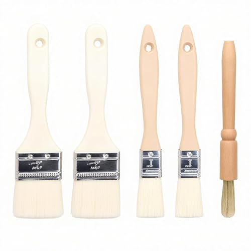 COZERI 5PCS Wooden Pastry Brush Set, 4 Wool Brushes,1 Meat Brush for Baking | Food-safe bristle, for oil, eggs, grilling, roasting, steak, bread & dessert