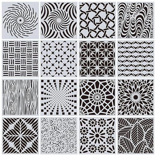 TONGIHS Plantillas para diario, Stencil Plantilla Geométricas Manualidades, para adornos de tela, obras de arte pintadas (Plantilla para pintura geométrica de pared - A)