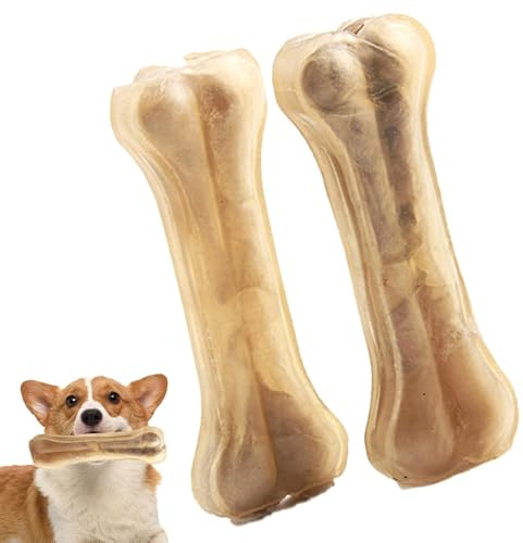 Os à Mâcher pour Chien - Jouet à Ronger pour Chien | Oš Poûr Animaux | Jouet de Mastication | Bâtonnet Nettoyant Pōur Dents | Cuir de Bœuf Artificiel, Os à Polir, Résistant aux Morsures, Accessoire Pō