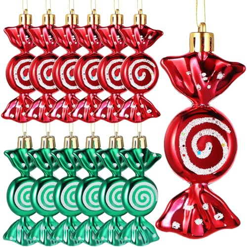 Weihnachtsbaum SüßIgkeiten Anhänger, 12pcs Christbaumschmuck Bonbon, Weihnachten SüßIgkeiten Deko, Weihnachtsbaum Deko Bonbons, Weihnachtsdekorationen, SüßIgkeitenkranz-Ornamente(D)